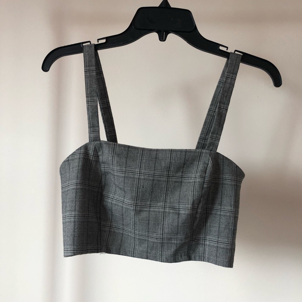 Forever21 Glen Plaid/Check Print Tank Crop Top